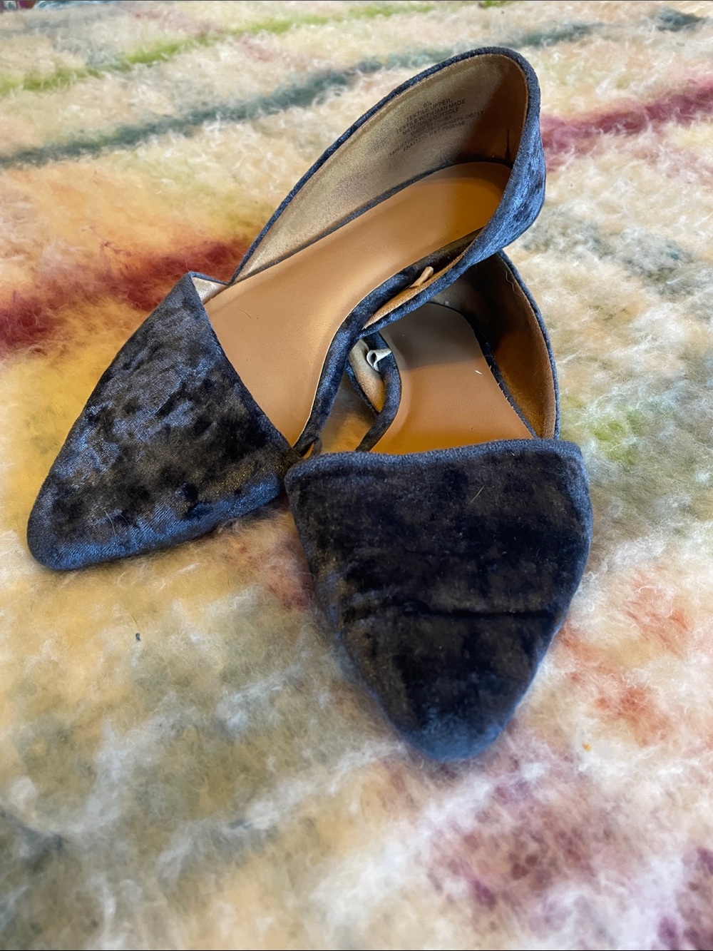 Target Velvet Pointed-Toe Flats in Deep Navy